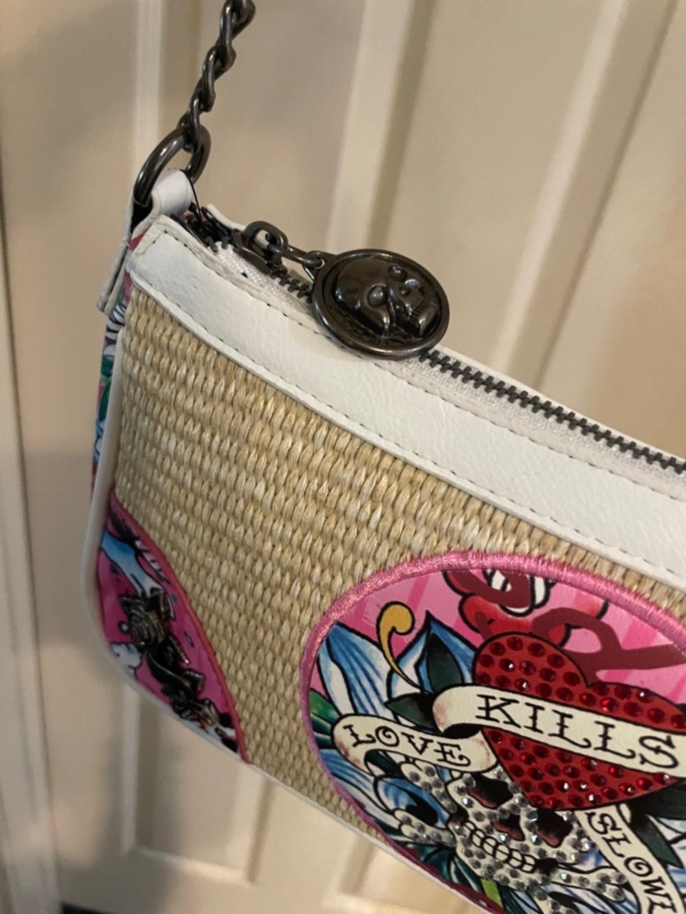 Ed Hardy Straw Hobo Bag (with crossbody strap) - Picture 3 of 9